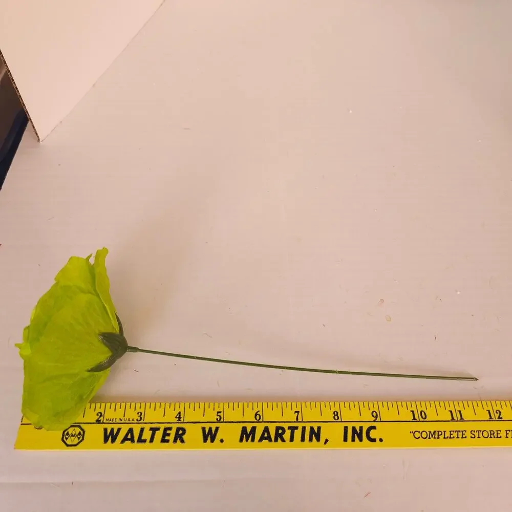 Lime Green Artificial Roses 3in Fluffy Silk Flower Stems Wedding Craft Lot of 21